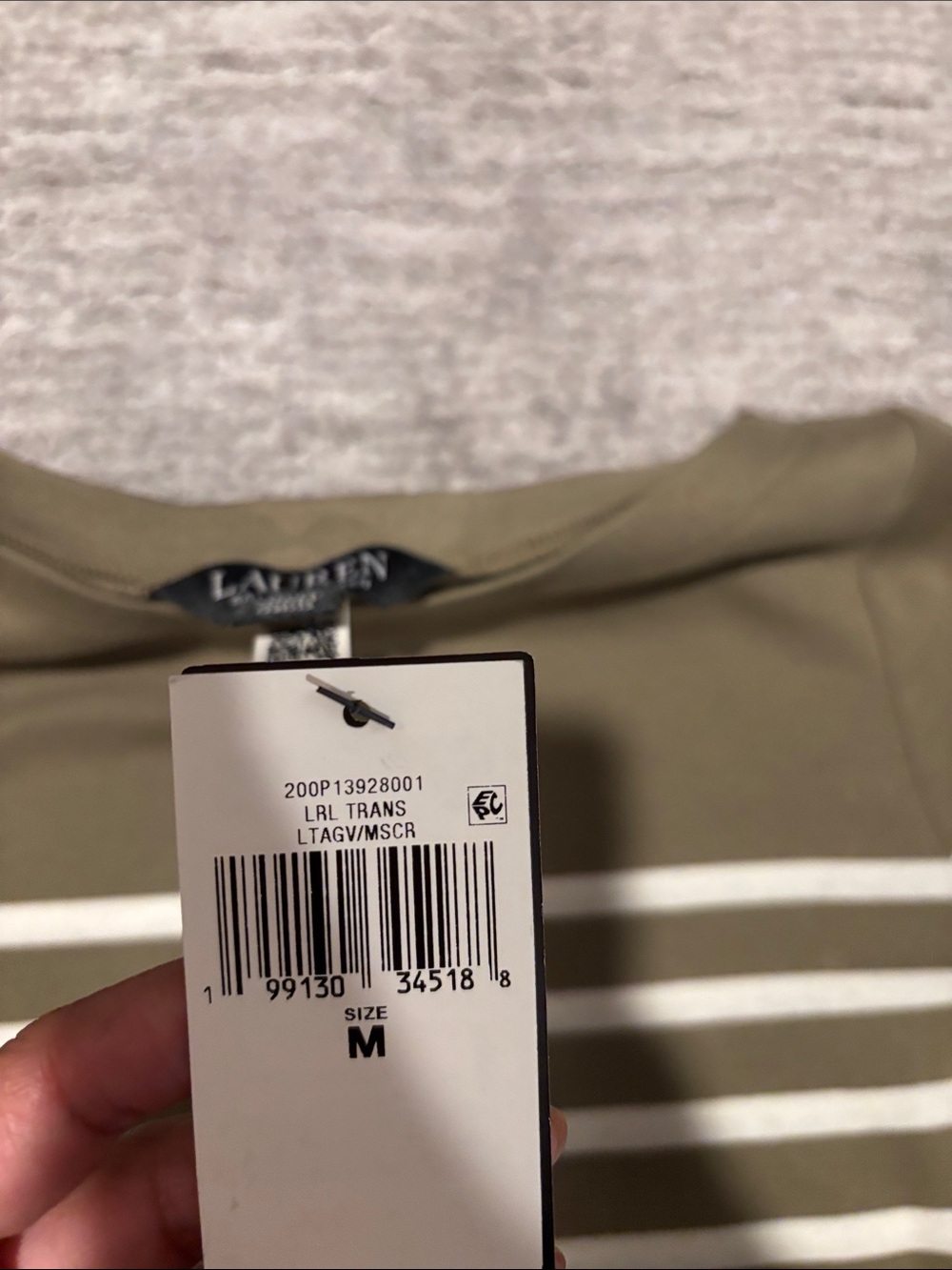 Lauren Ralph Lauren Striped Olive and White Midi Dress - Women's size M - Picture 6 of 6